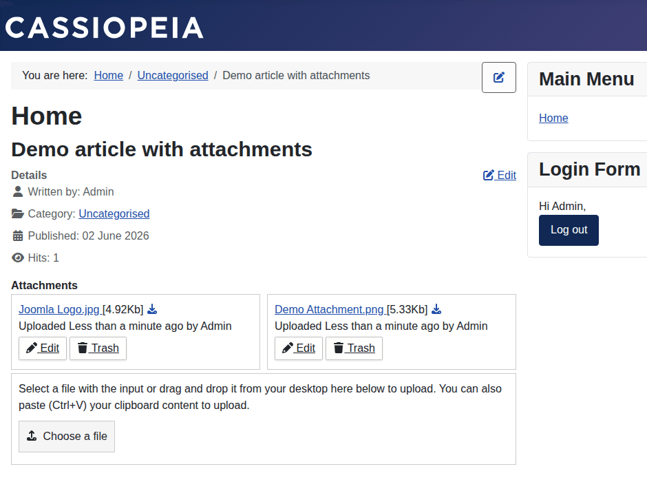 Attachments list