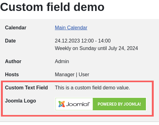 DPCalendar custom fields
