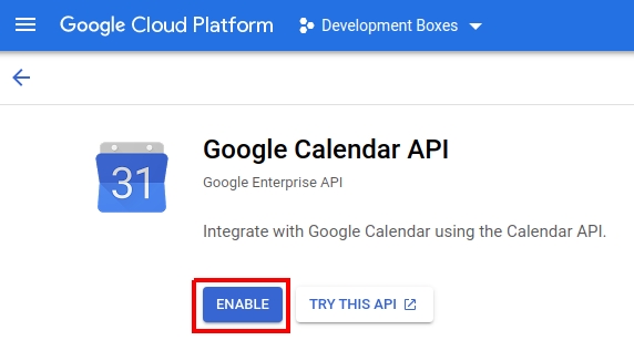 Google enable API