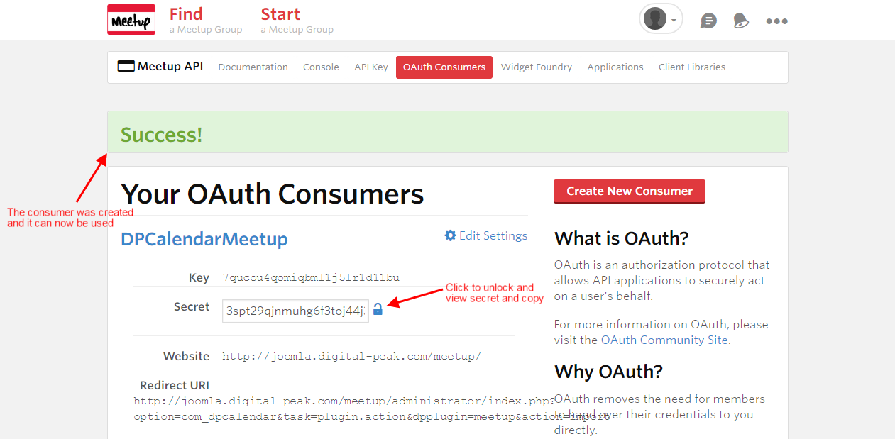 Meetup OAuth consumer