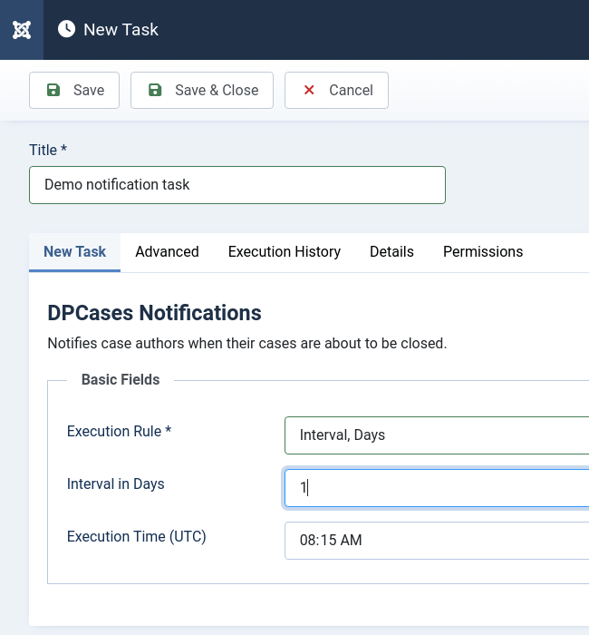 DPCases task form