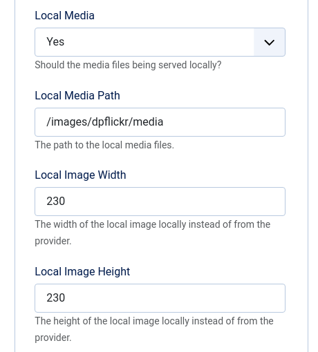 Flickr local images params