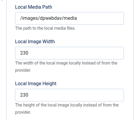 WebDAV local images params